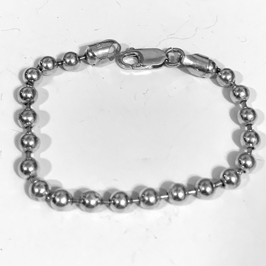 Bead Ball Bracelet. Sterling Silver 5mm. Etsy