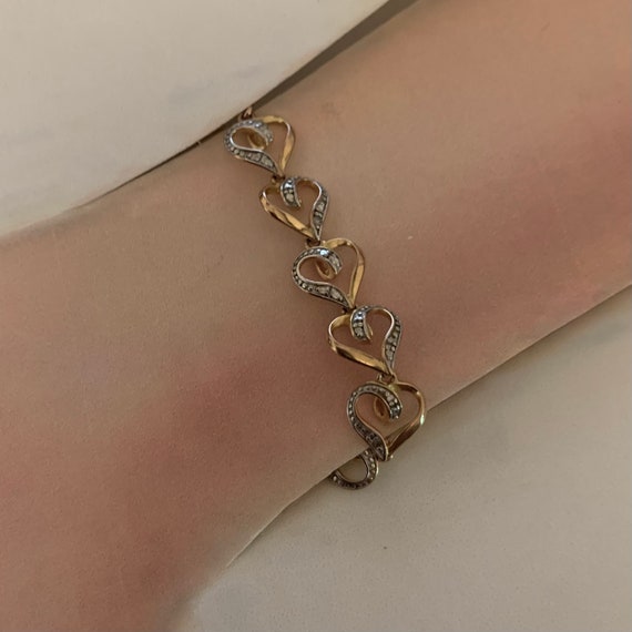 Heart Link Bracelet. Gold Plated Over Sterling Silver. 925 DL. Etsy