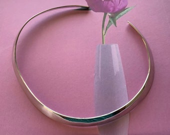 STERLING Silver Omega Choker. Sterling Silver. 8mm thick.