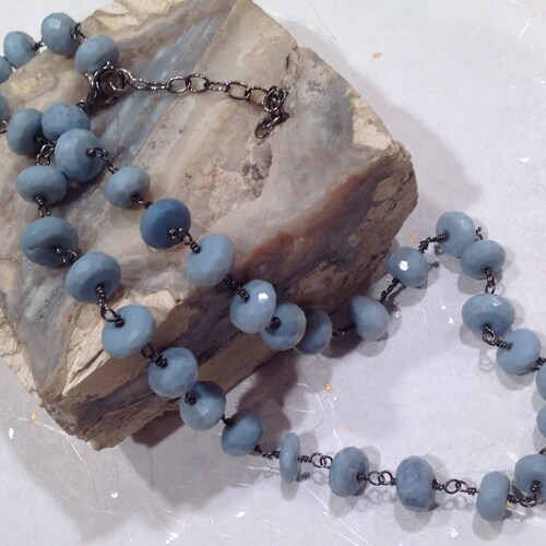 BLUE shops LACE AGATE Necklace Set. Sterling Silver. Matching earrings.