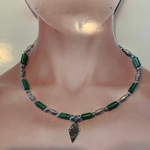 Jade Necklace. Arrowhead Sterling Silver. image 5