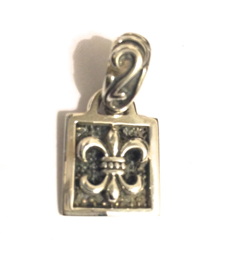 Silpada Fleur De Lis Sterling Silver Pendant on Black Leather.