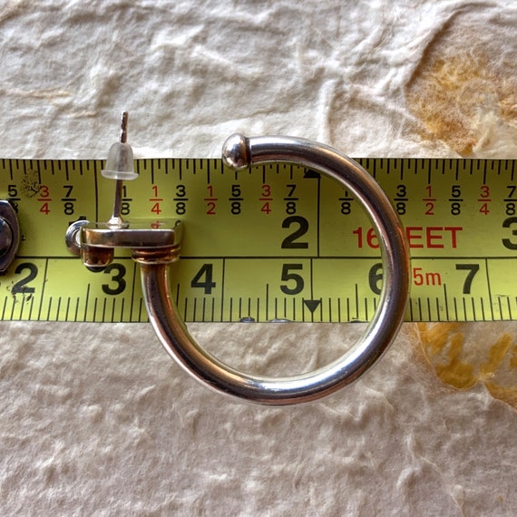 Hoop Earrings. Red Garnet Accent. Sterling Silver. - image 7