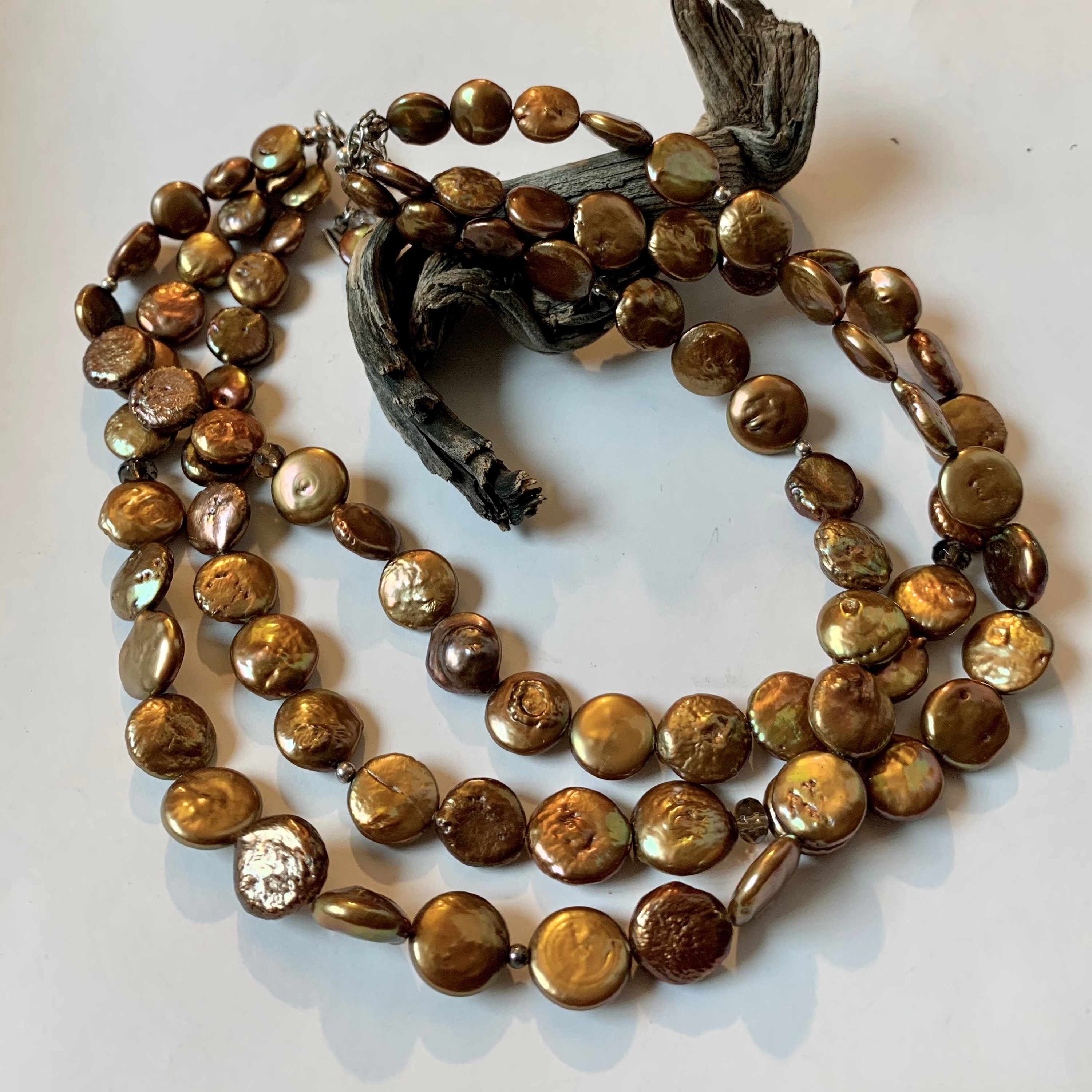 Silpada Bronze Coin Pearl Necklace 