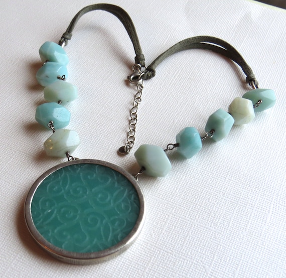 Silpada グラデーション ネイビーの石 台形 925 シルバー ヴィンテー ❝HIMAWARI❞ Necklace≪~碧(ao)~≫ | EVER MY