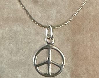 Sterling Silver Peace Sign Necklace - Peace Sign Jewelry - Peace