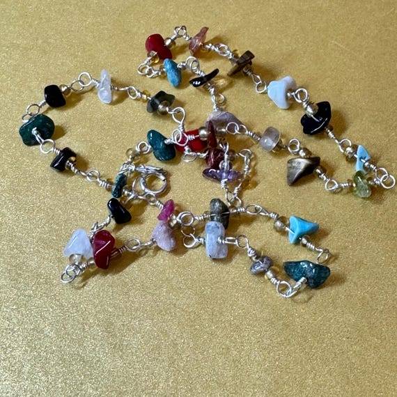 Multi GEMSTONE Necklace. Sterling Silver. - Etsy