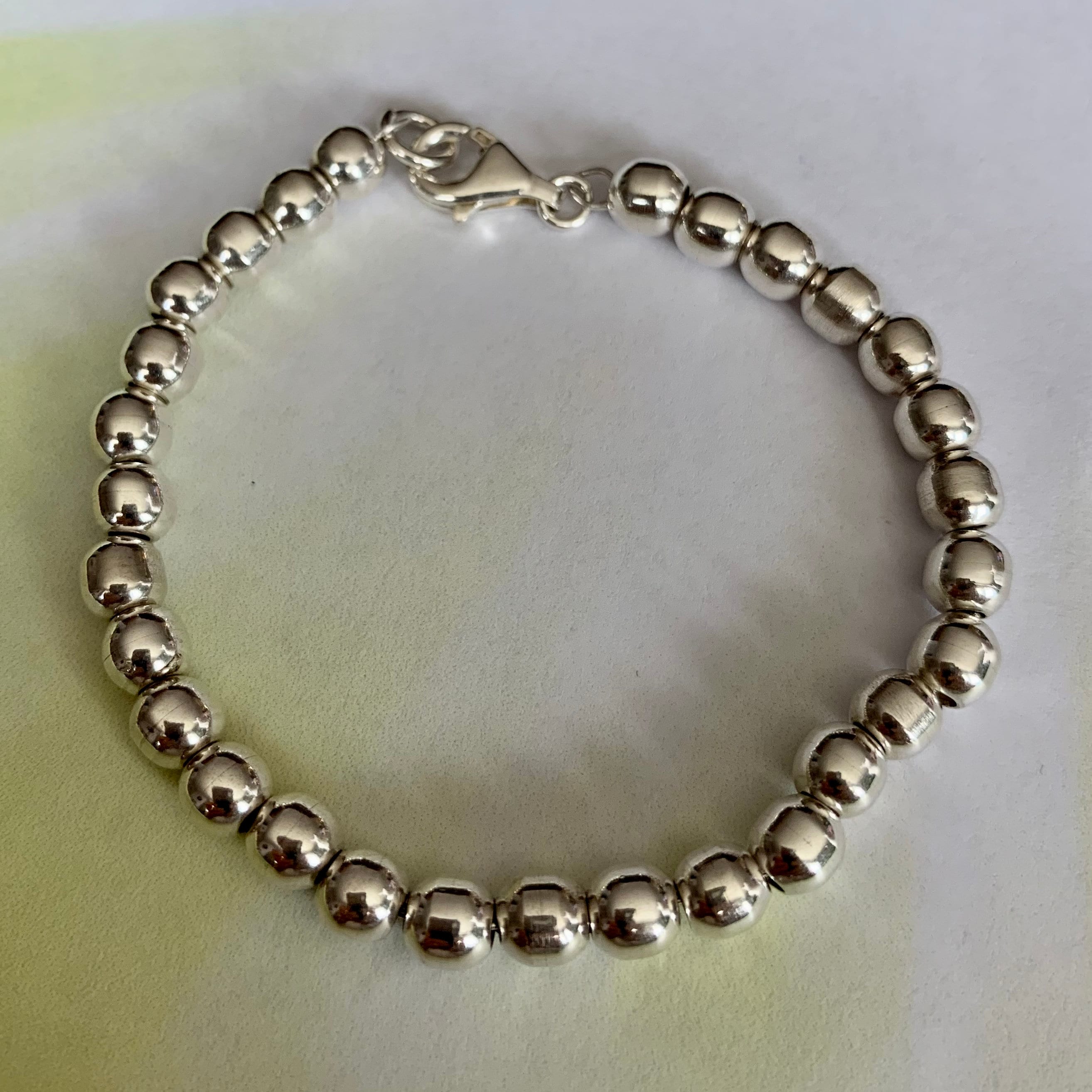 Bead Ball Bracelet. Sterling Silver 6mm. Etsy