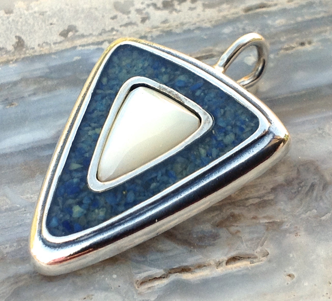 Carolyn Pollack Mother of Pearl and Turquoise Inlay Pendant - Etsy