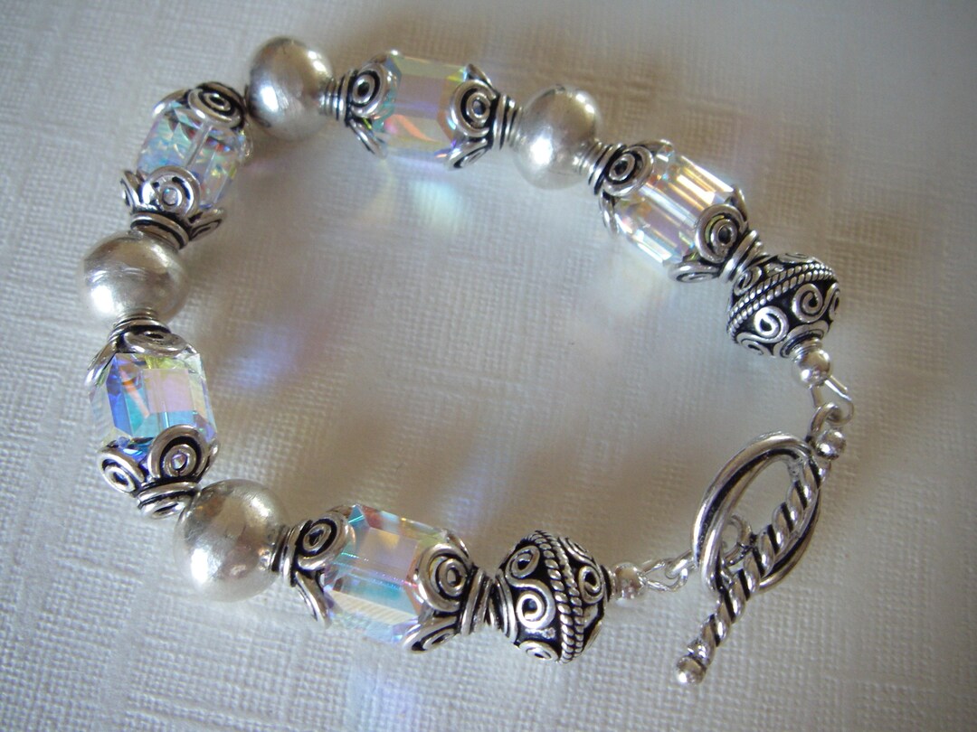 Swarovski Square Bracelet. Sterling Silver. - Etsy