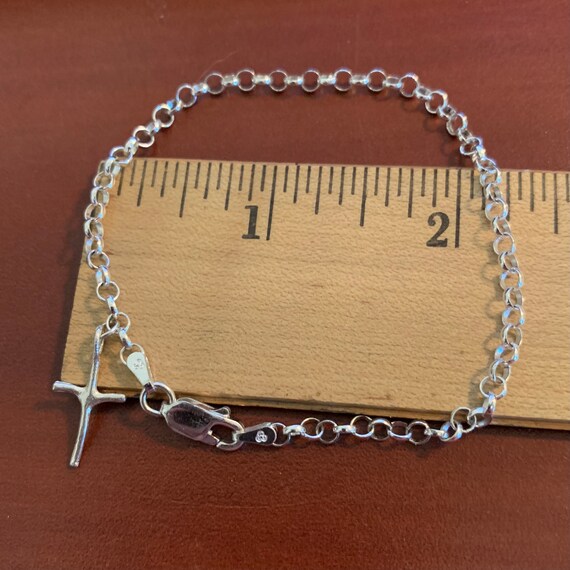 Rolo chain bracelet with cross charm discount