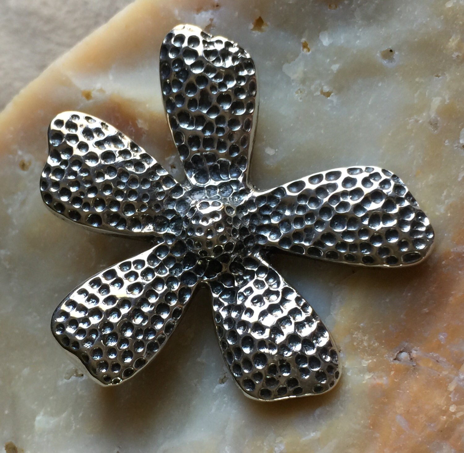 Collana Argento Silpada Con Ciondolo Fiore S1101 - Pelle E Argento 925, Usata