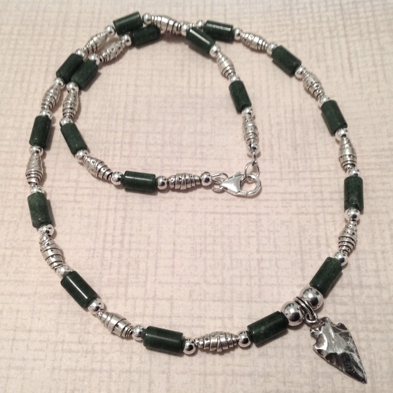 Jade Necklace. Arrowhead Sterling Silver. image 6