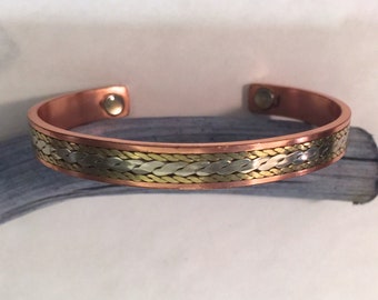 Copper Cuff. Gold Plated and Silver Cuff Bracelet.