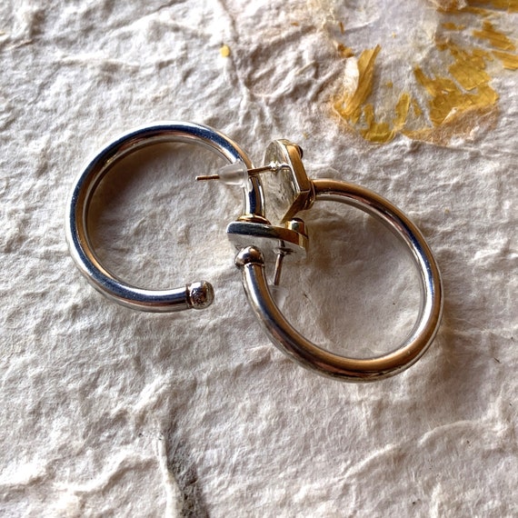 Hoop Earrings. Red Garnet Accent. Sterling Silver. - image 9