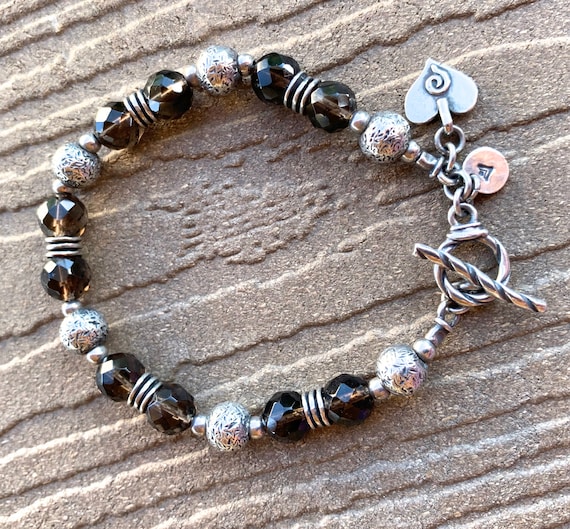 Silpada Bracelet Smokey Topaz Bead. Sterling Silver. Etsy