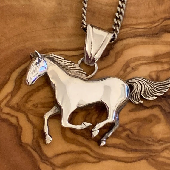 Glenn Sandoval Wild Running Horse Necklace. Sterling Silver. Etsy