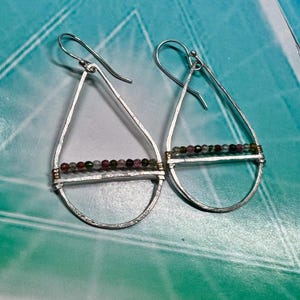 Gemstone Teardrop Earrings. Sterling Silver.