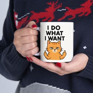 Funny Cat Ceramic Mug - I Do What I Want, Cat Lover Gift, Coffee Mug, Humorous Drinkware, Birthday Gift, Pet Owner