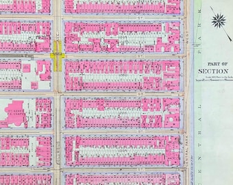 Trinity School NYC 1916 Original Bromley Manhattan Property Map Central Park West Eldorado Art (Plate 97)