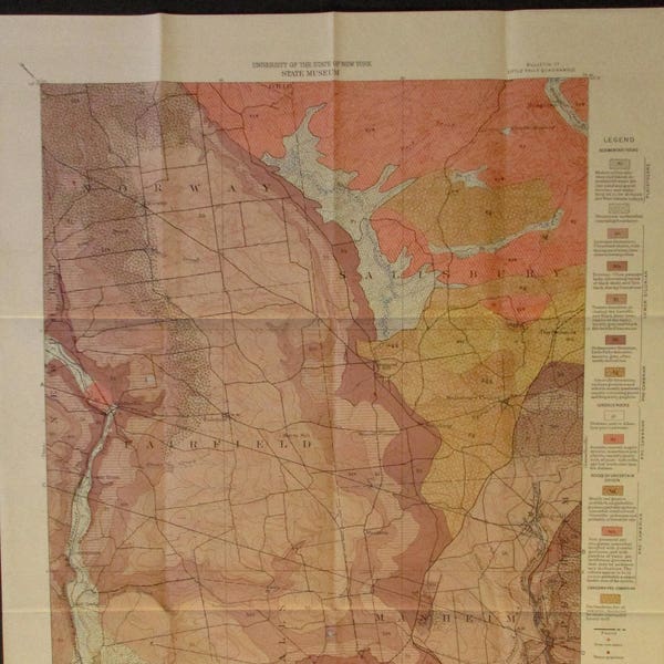 1905 Little Falls, New York Stadtplan. Manheim Herkimer Dolgeville Fairfield Salisbury Mohawk River Eisenbahnlinien. Antike Original Lithographie NY