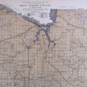 1901 Blue Earth County Minnesota MN Rapidan Mankato Tivoli Hilton Danville Mapleton Amboy, Good Thunder, Lake Crystal. Original Antique Map