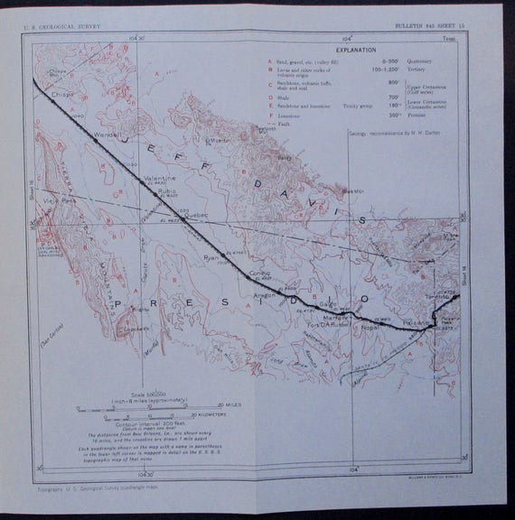 1933 Paisano Nopal Marfa Conejo Chispa Rubio Texas Map - Etsy