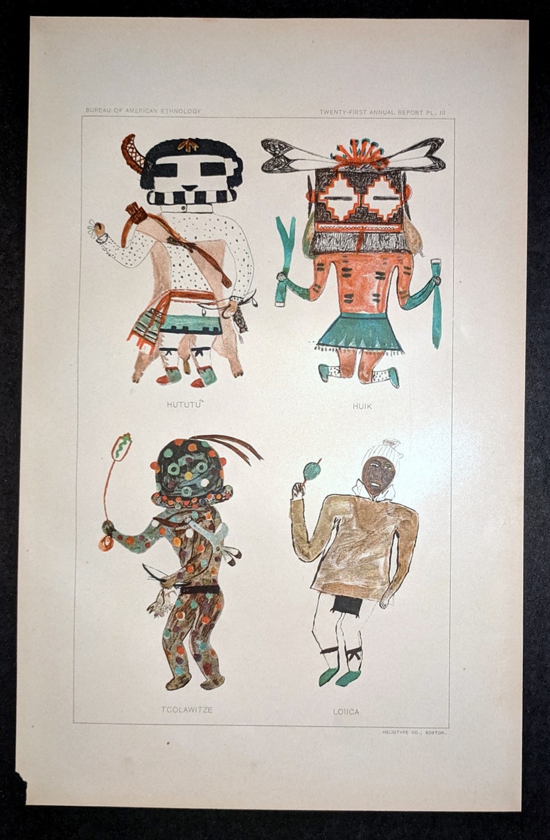 1904 Hopi Kachinas Or Katcinas Of Hututu Huik Tcolawitze And Etsy