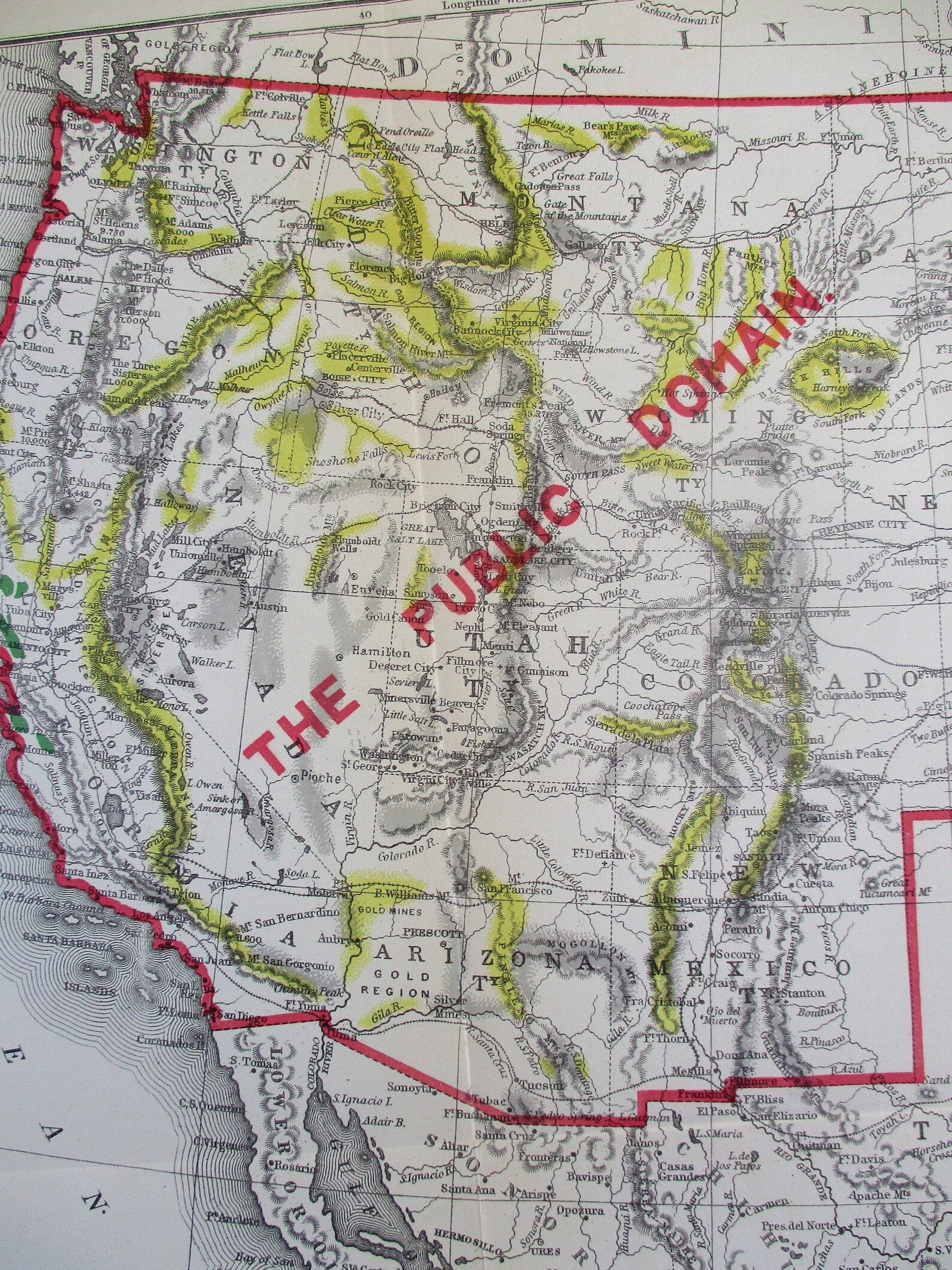 1883 Western United States Gold and Silver Map "precious Metals of the ...
