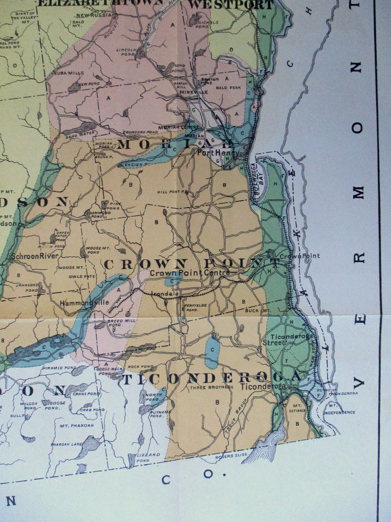 Antique Essex County NY Map 1879. Schroon North Hudson | Etsy