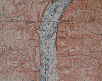 1908 Map: Waukon, Prairie Du Chien, Lynxville, Mississippi River IA WI, Iowa and Wisconsin. Topographic. Original Antique, USGS Vintage Topo