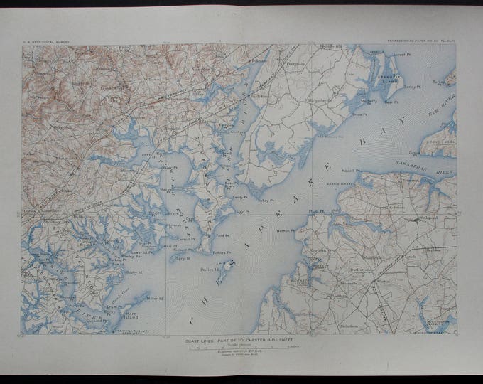 1908 Chesapeake Bay Elk & Sassafrass River, Gunpowder and Back River