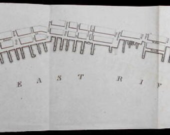 1849 Antique Map New York City. Manhattan, East River Piers, Montgomery St/Corlears Hook Park to Whitehall St. Original Antique Engraved Map