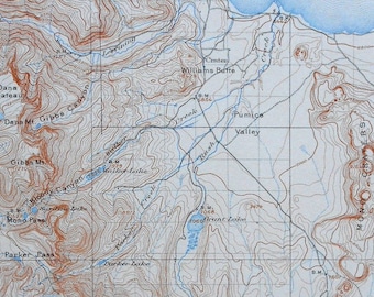 1908 Mono Lake & Craters,Map. Mt. Gibbs, Pumice Valley, Williams Butte. California, CA. Antique Topographic Original Vintage Map