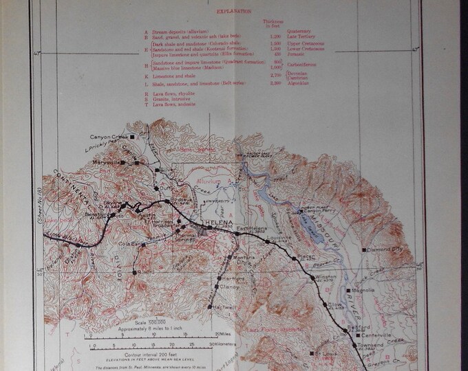 1915 Railroad Map Helena, Elliston, Marysville, Clow, Centerville