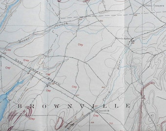 1911 New York. Griffin Bay, Chaumont, Dexter, Hounsfield, Brownville. Map showing Pleistocene features. Geology. Original, Authentic
