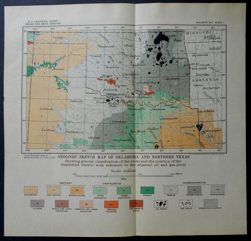 Antique Lubbock, Texas 1954 US Geological Survey Topographic Map