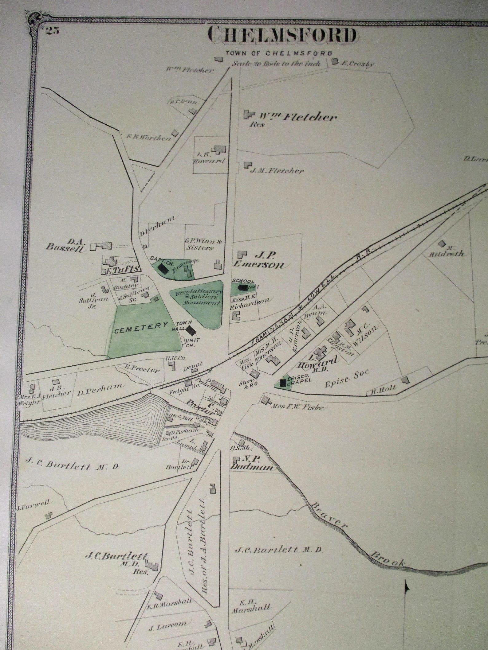 1875 Chelmsford Massachusetts, Inset Maps of West & South Areas ...