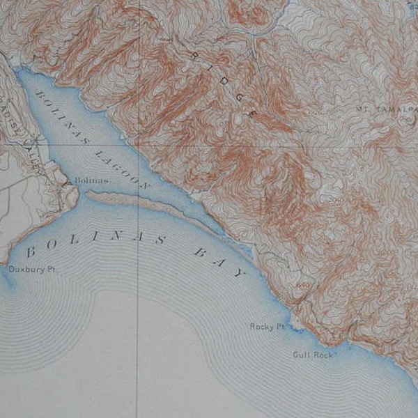 Antique Map of Stinson Beach California Etsy