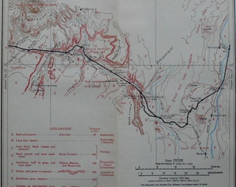 1915 Railroad Map New Mexico Santa Fe Railway Atrisco, Isleta, Paquita, Sandia, Suwanee, Rito Pueblo NM Antique Geologic Topographic Vintage