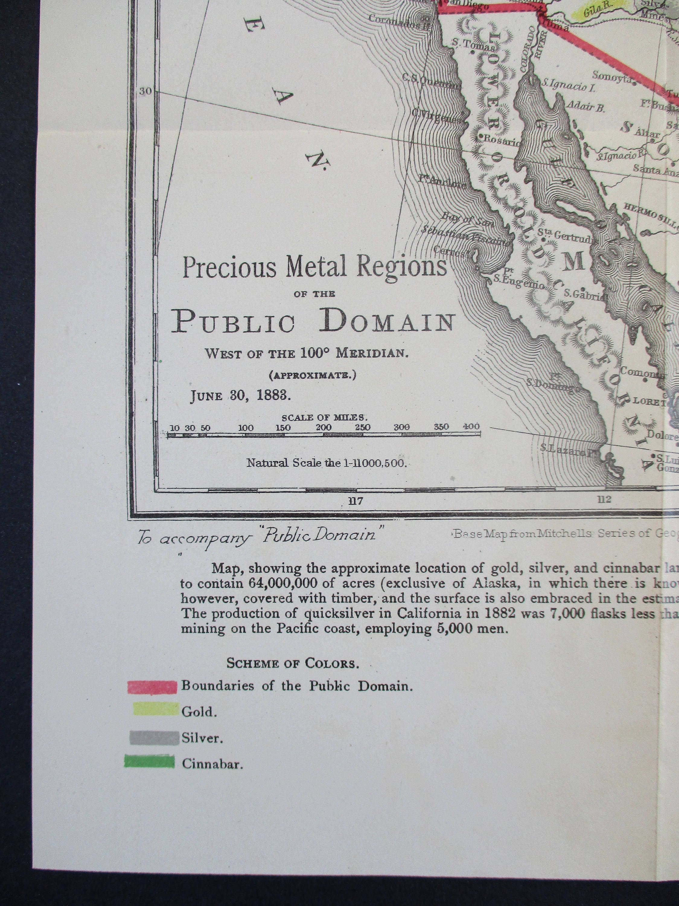 1883 Western United States Gold and Silver Map "precious Metals of the ...