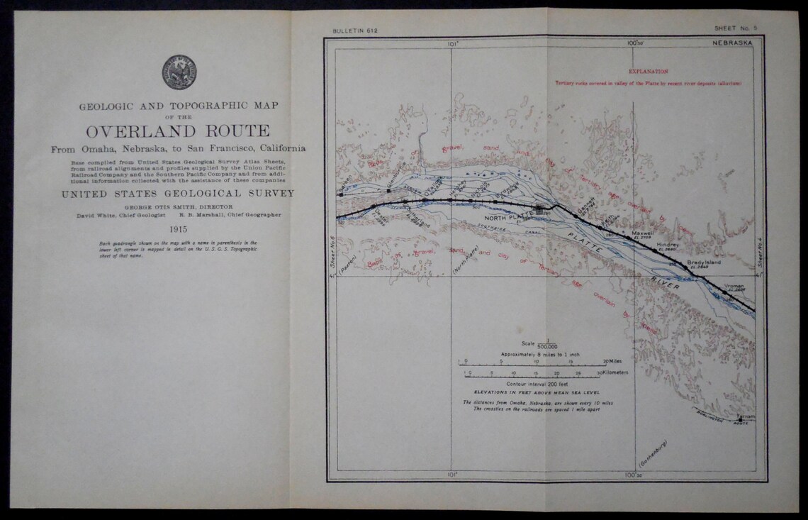 1915 Nebraska Railroad Map North Platte, Dexter, Birdwood, Maxwell