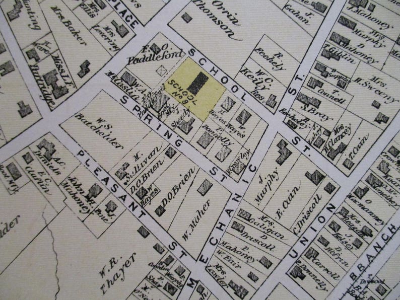 1875 Holliston Massachusetts & East Holliston. Linden Lake ,railroads