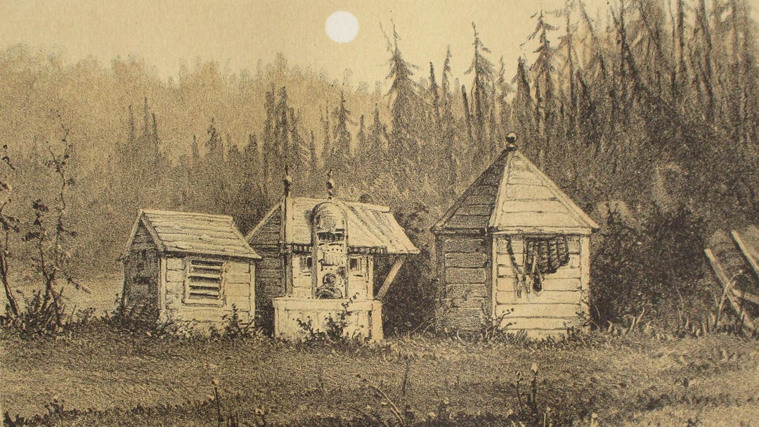 1881 Burial Houses, Native American or First People's Funeral or ...