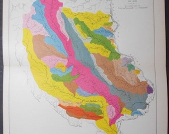 1890 Map: Iowa, Northeastern Drainage Basins. Drawn by WJ McGee, Antique Giles Company Lithograph. Original. Over 100 years old.