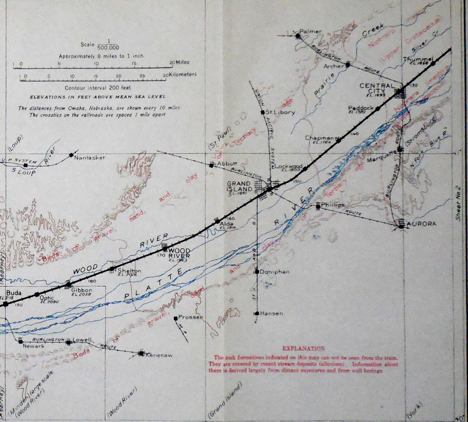 1915 Platte River Nebraska Railroad MapCentral City Grand Etsy