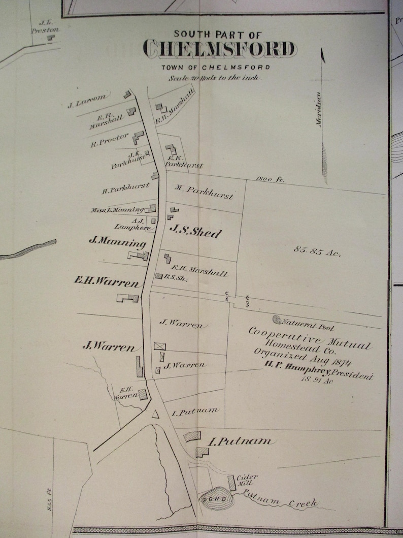 1875 Chelmsford Massachusetts, Inset Maps of West & South Areas ...