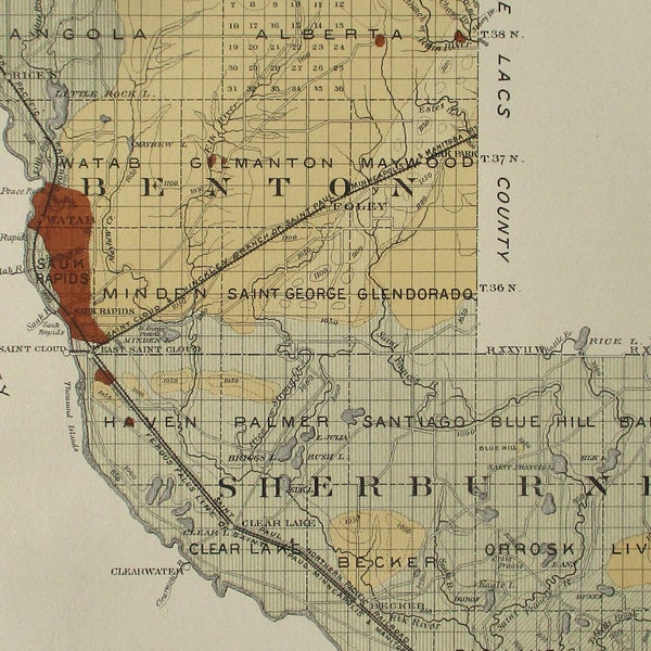 Sherburne County Map Etsy
