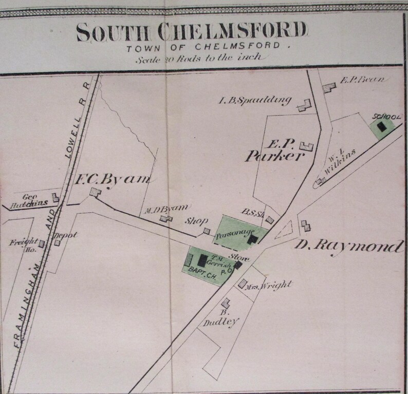1875 Chelmsford Massachusetts, Inset Maps of West & South Areas ...