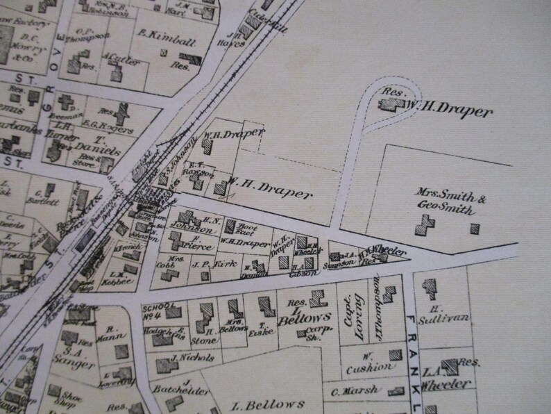 1875 Holliston Massachusetts & East Holliston. Linden Lake ,railroads